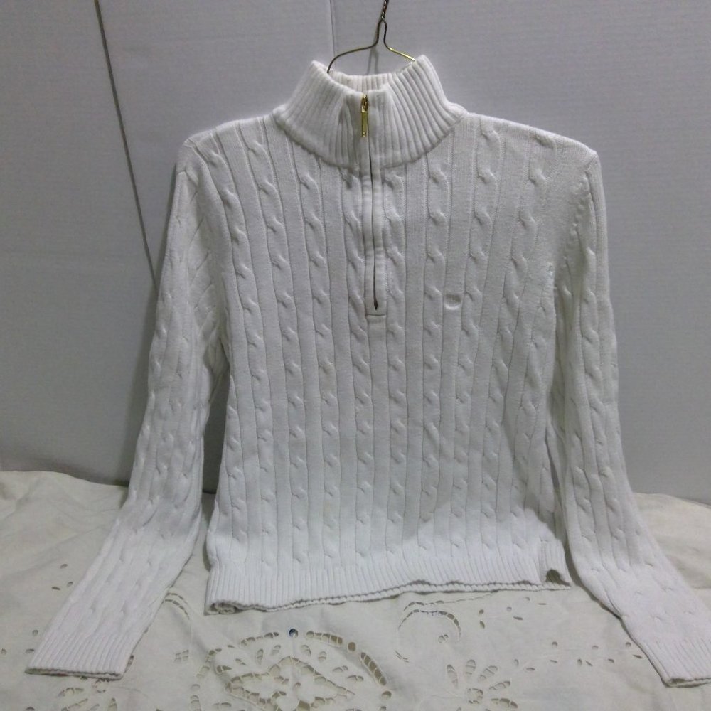 Vintage Chaps Cable Sweater Winter White Women's XL